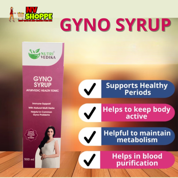 Nutri vedika Gyno Syrup, 500ml, For Women's Health, Maintains Hormonal Balance - Image 2